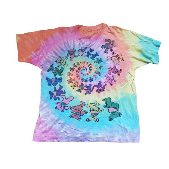 Vintage 1989 Single Stitch Tie Dye Classic Grateful Dead Bear Graphic T Shirt - Picture 2 of 15